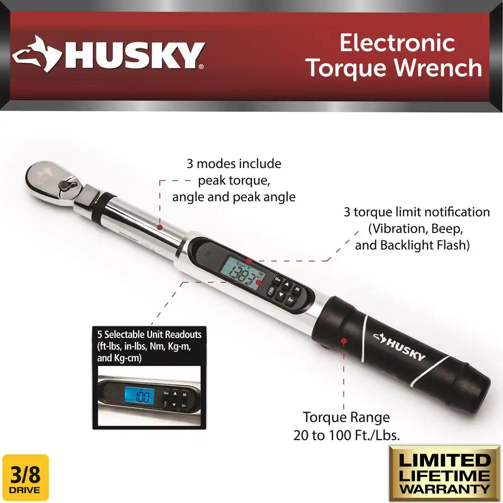 Husky 3/8 in. Drive Electronic Torque Wrench