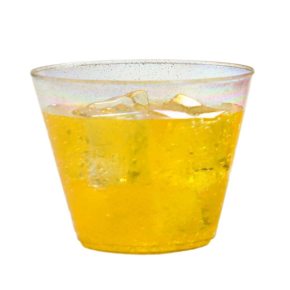 None 9 oz. Gold Glitter Disposable Plastic Cups, Party, Cold Drinks, (110/Pack)