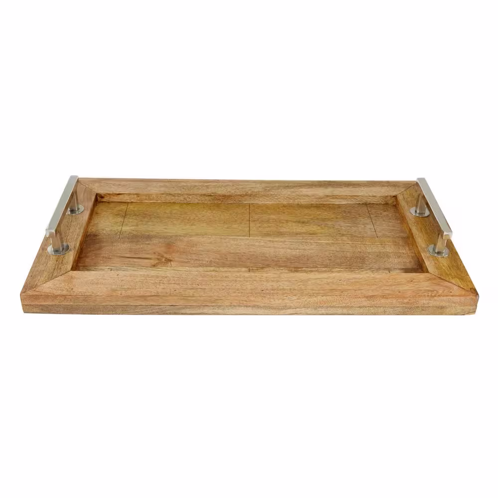 Litton Lane Dark Brown Mango Wood Rustic Tray