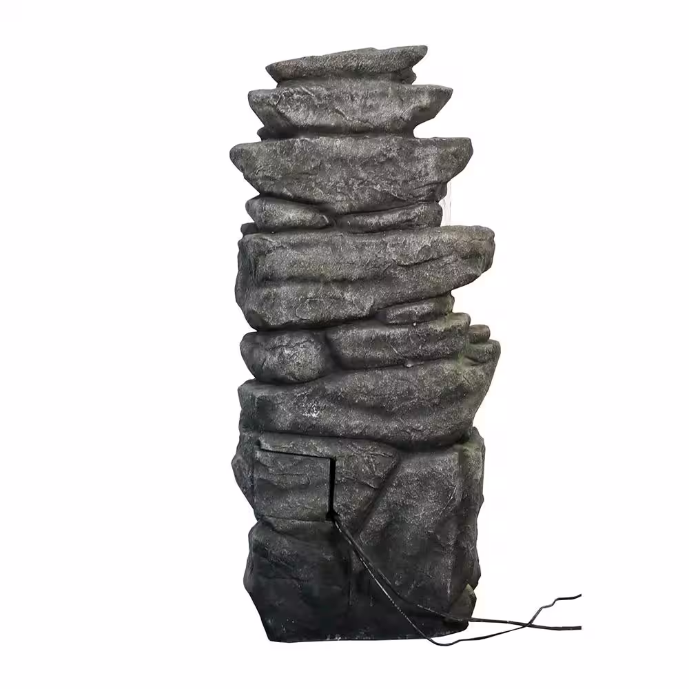 Watnature 40-3/5 in. H Garden Fountain Outdoor Garden Fountain with LED Lights, 6-Tired Lighted Cascading Waterfalls for Garden