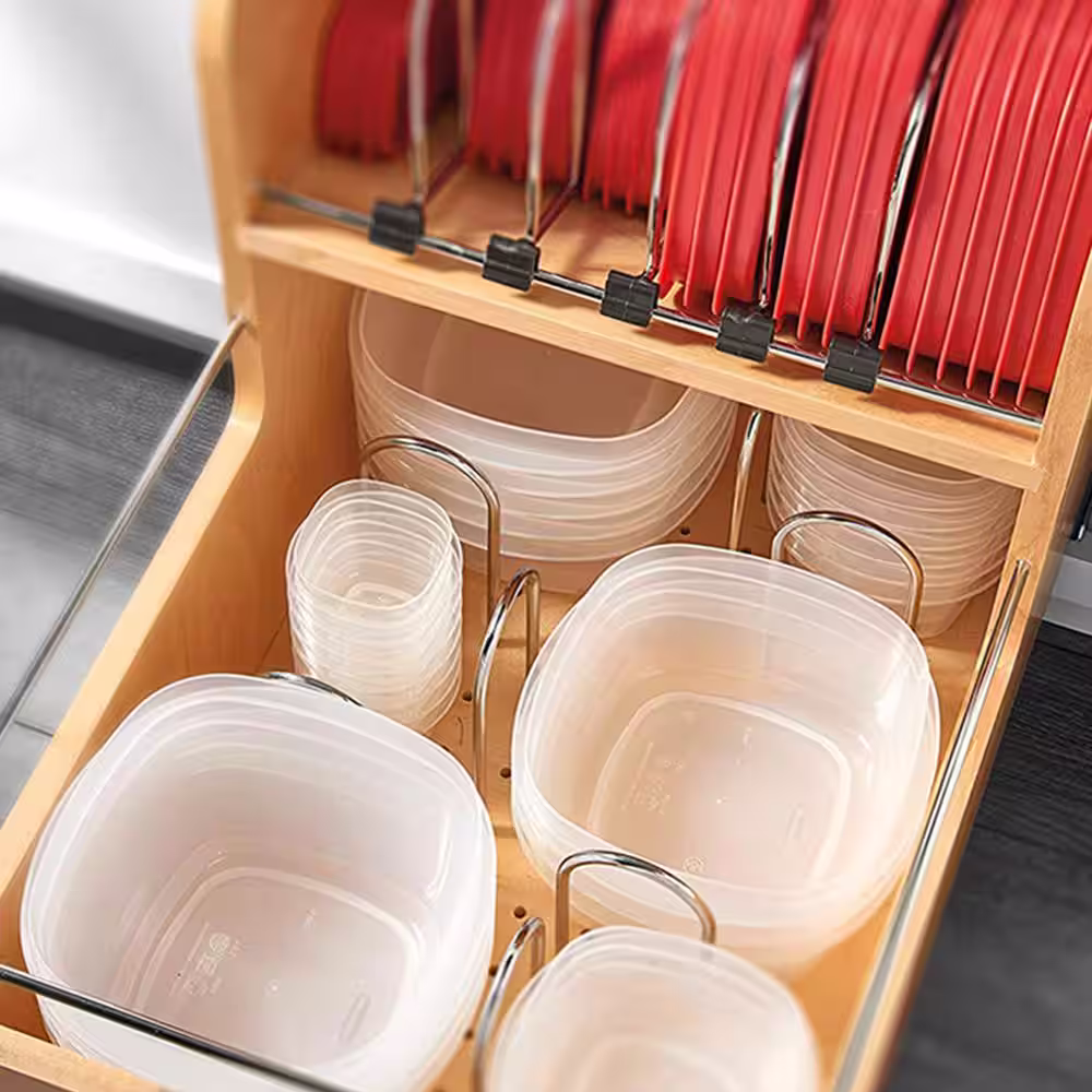 Rev-A-Shelf 18.88 in. H x 20.5 in. W x 21.25 in. D Wood Food Storage Container Organizer for Base 21 Cabinets