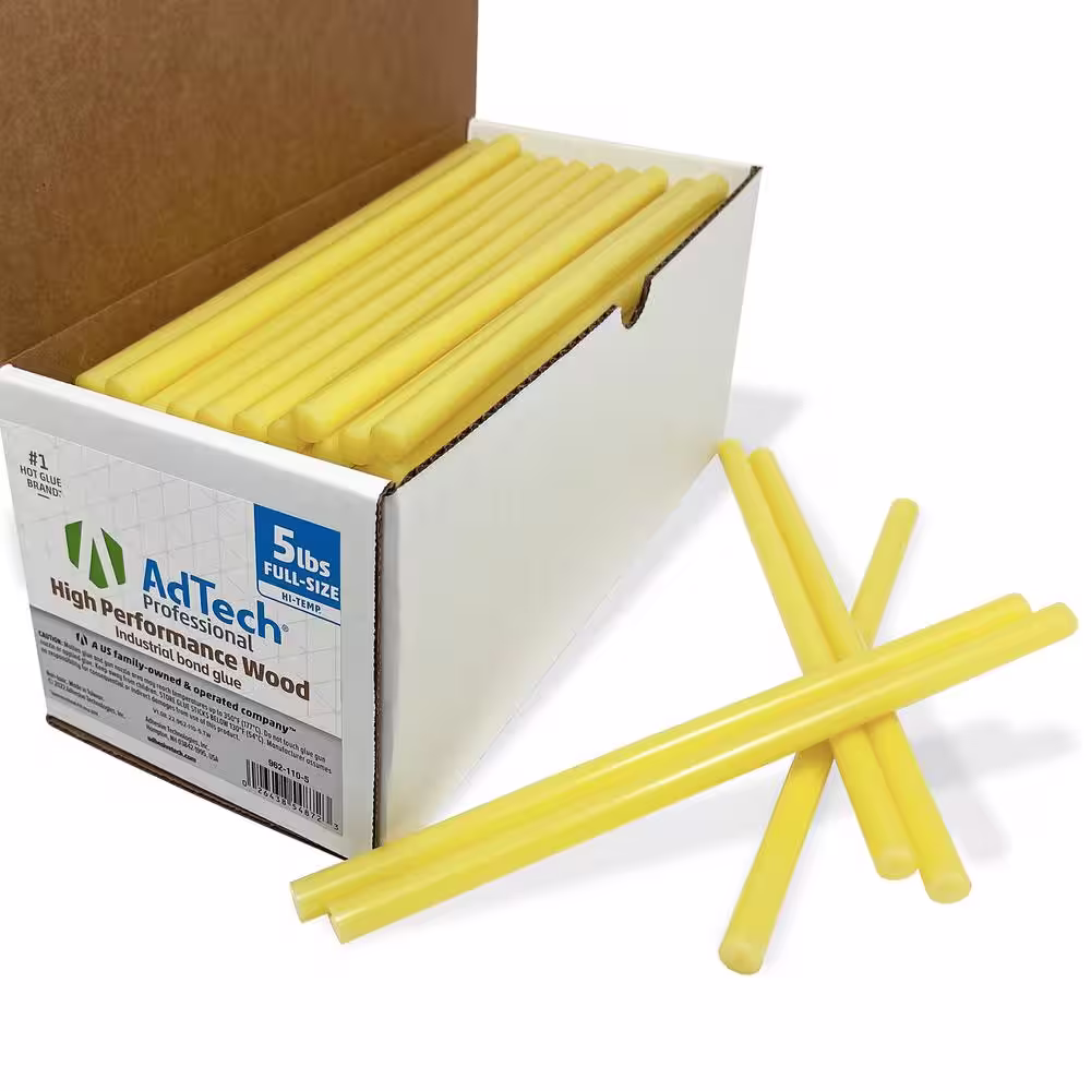 AdTech Professional High Performance Wood Industrial Bond High Temp Hot Glue Sticks 10 in. Amber (5 lbs. Bulk Pack)