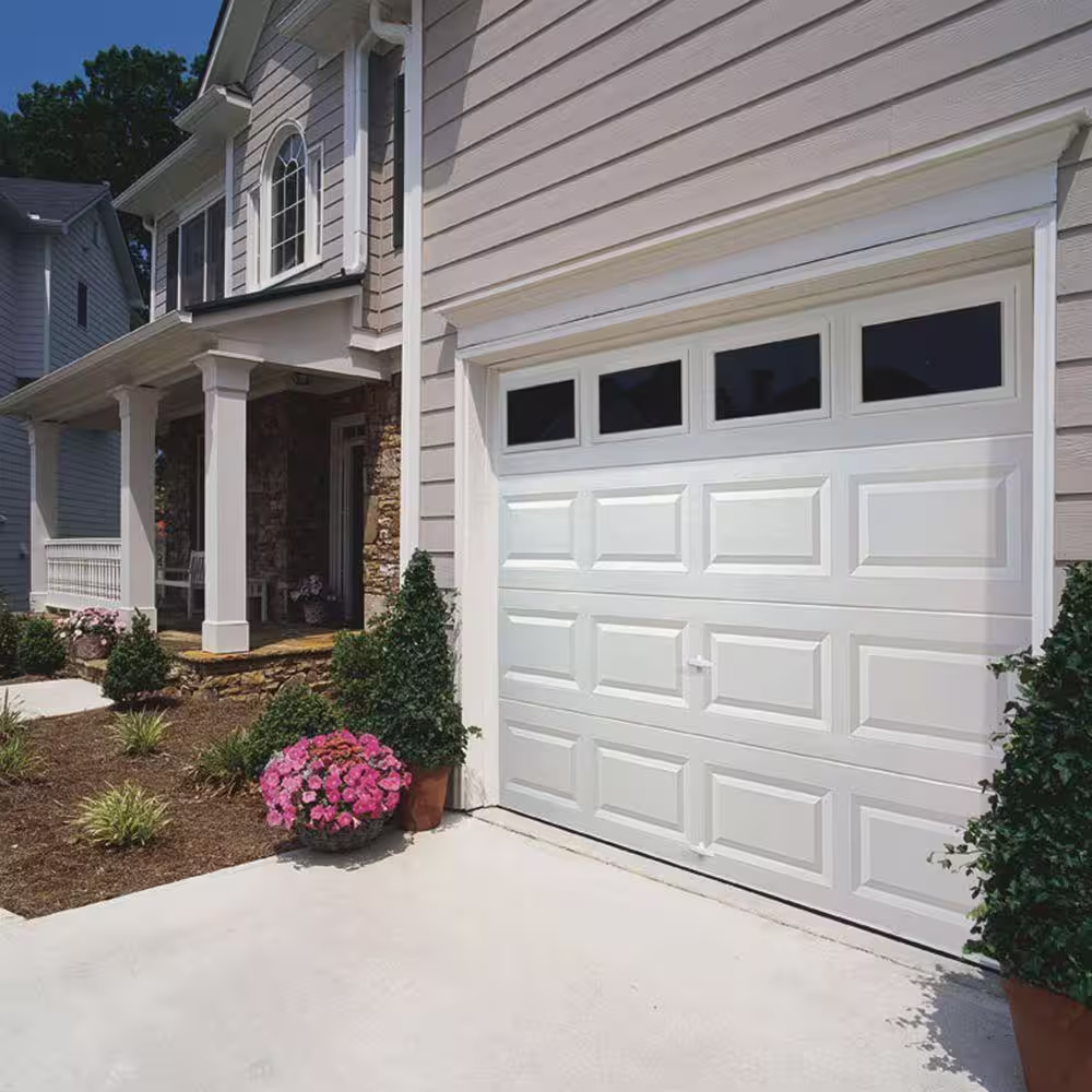 Clopay Classic Collection 8 ft. x 7 ft. Non-Insulated White Garage Door with Plain Windows