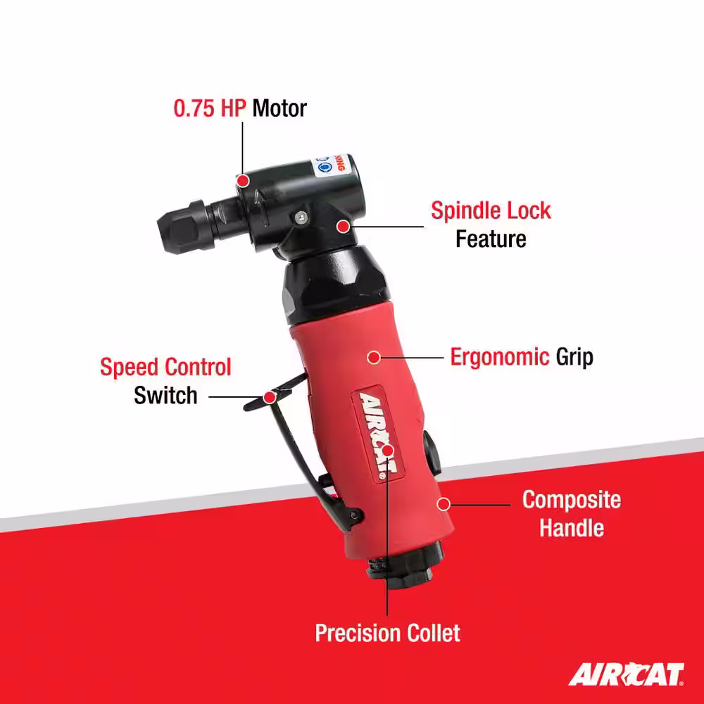 AIRCAT Composite 3/4 HP 1/4 in. Right Angle Die Grinder with Spindle Lock