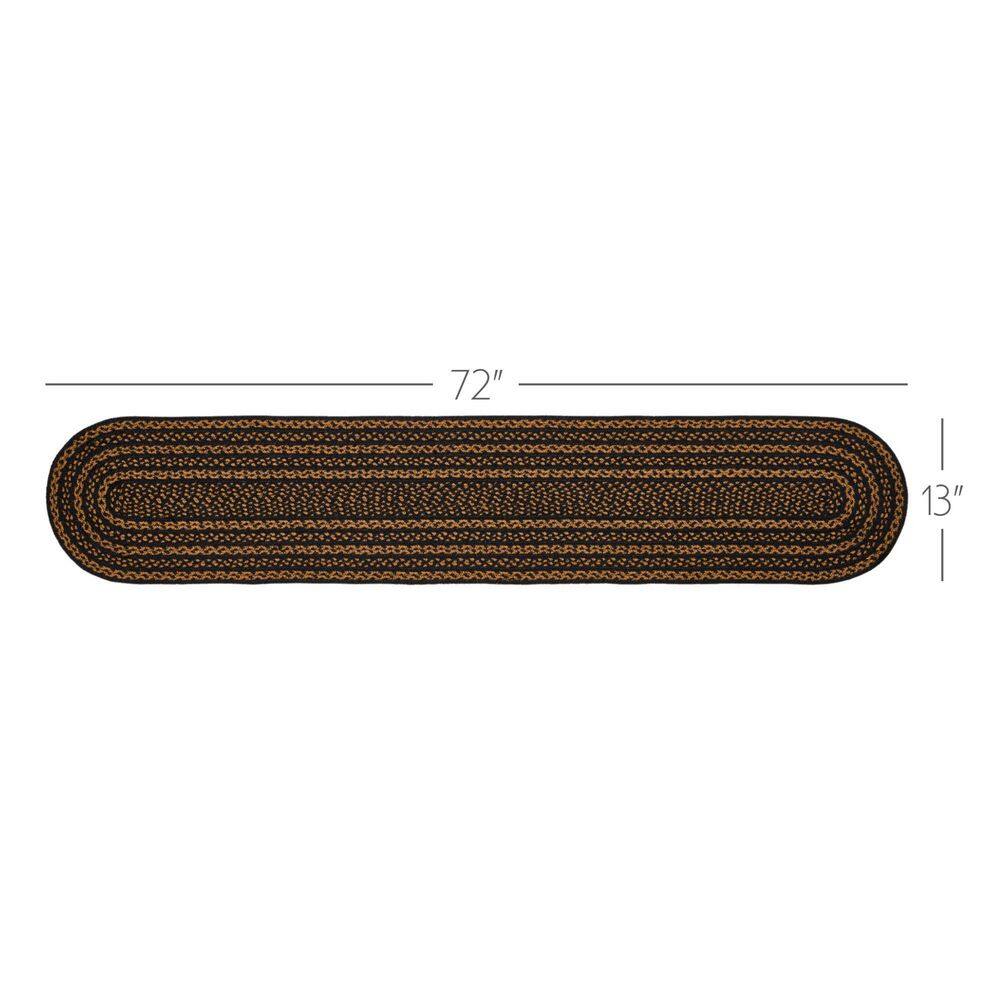 VHC BRANDS Black & Tan 13 in. W x 72 in. L Oval JuteTable Runner