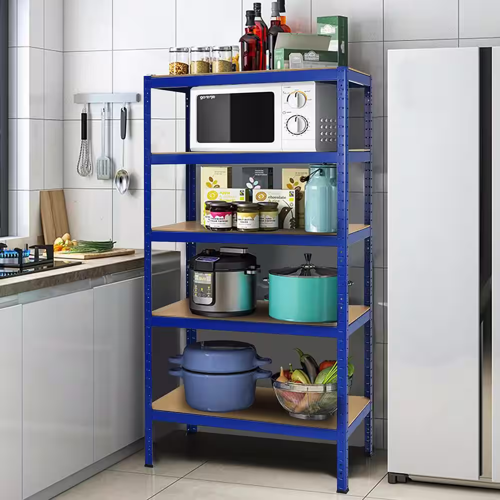 Costway 2-Pieces72 in. Heavy Duty Steel 5 Level Garage Shelf Storage Adjustable Shelves Blue
