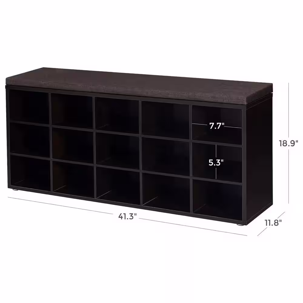 None 18.9 in. H 15-Pair 4-Tier Brown Wood Shoe Rack
