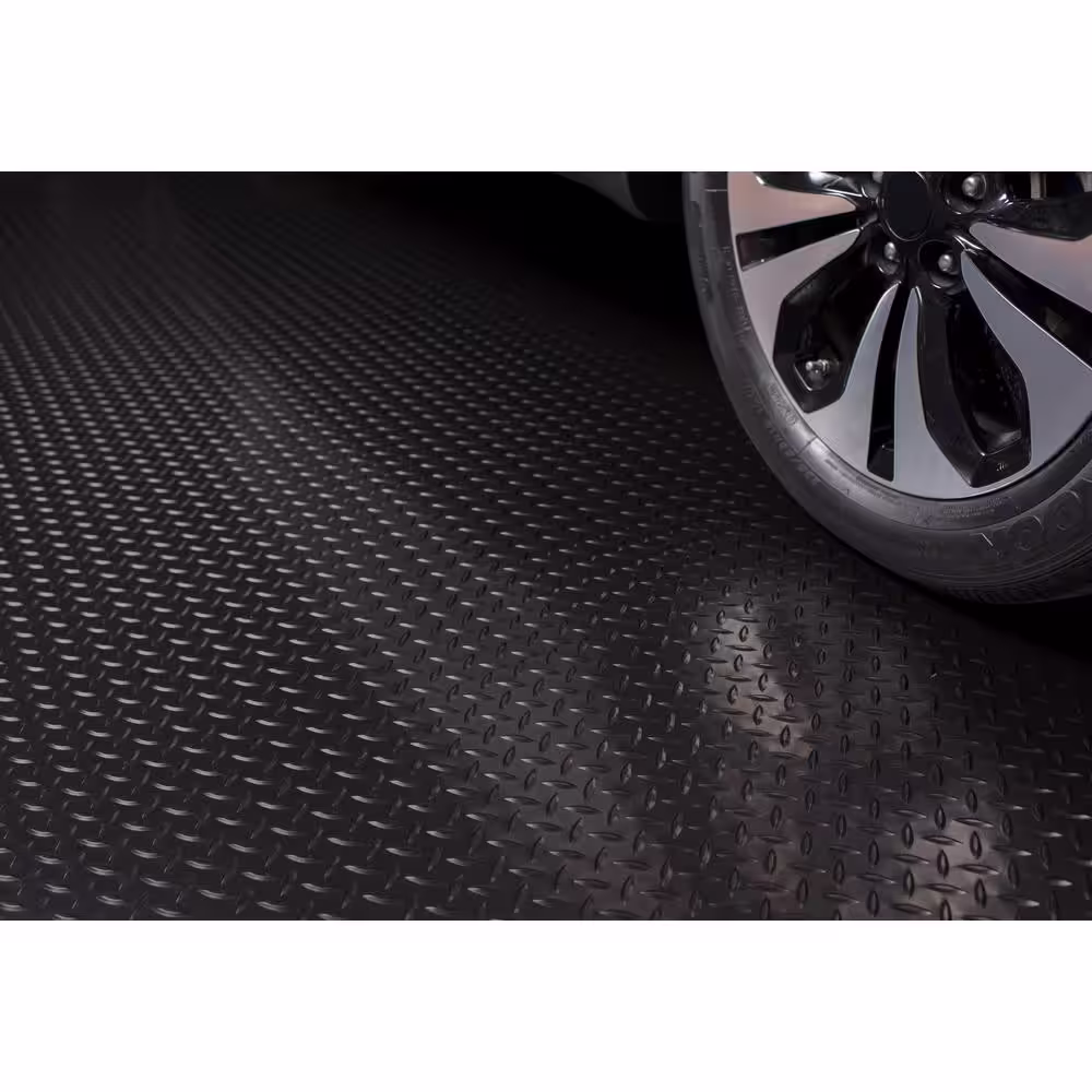 G-Floor Diamond Tread 8.5 ft. x 24 ft. Midnight Black Vinyl Garage Flooring Cover and Protector