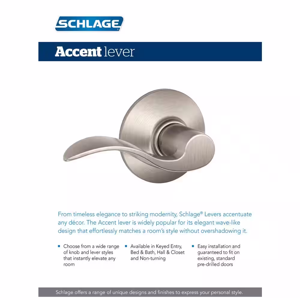 Schlage Accent Matte Black Keyed Entry Door Handle with Addison Trim