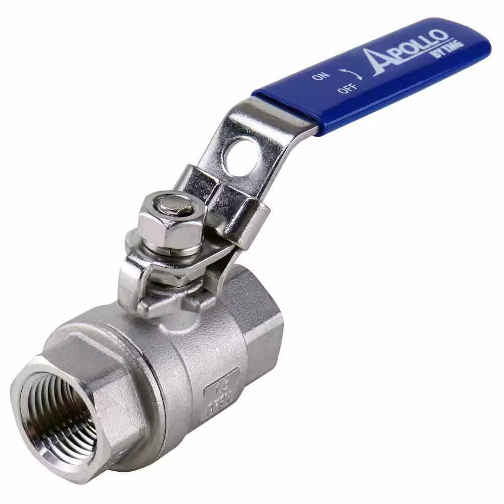 Apollo 1/2 in. x 1/2 in. Stainless Steel FNPT x FNPT 2-3/4 in. L Full-Port Ball Valve with Latch Lock Lever