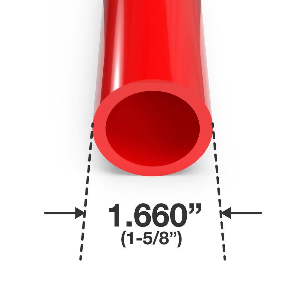 Formufit 1-1/4 in. x 5 ft. Red Furniture Grade Schedule 40 PVC Pipe (2-Pack)