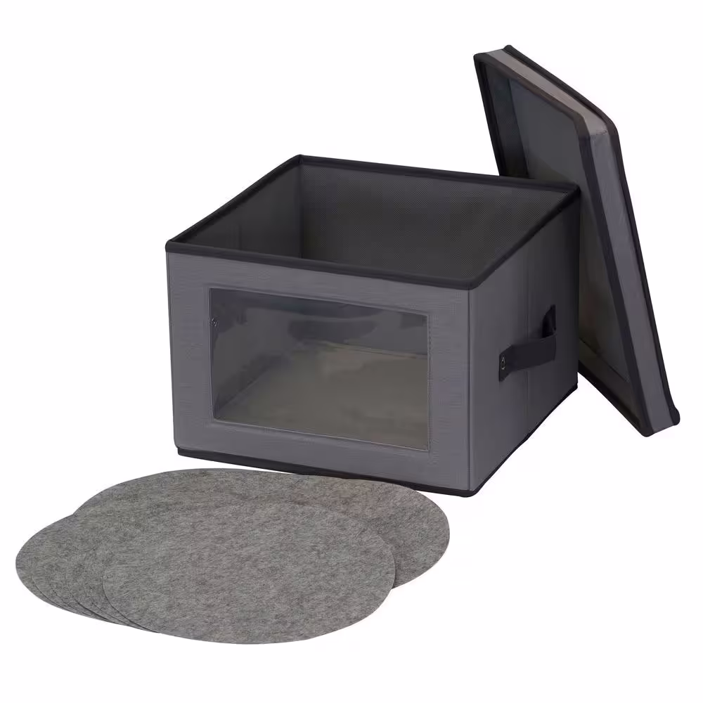 HOUSEHOLD ESSENTIALS Dinner Plate Storage Box in Gray