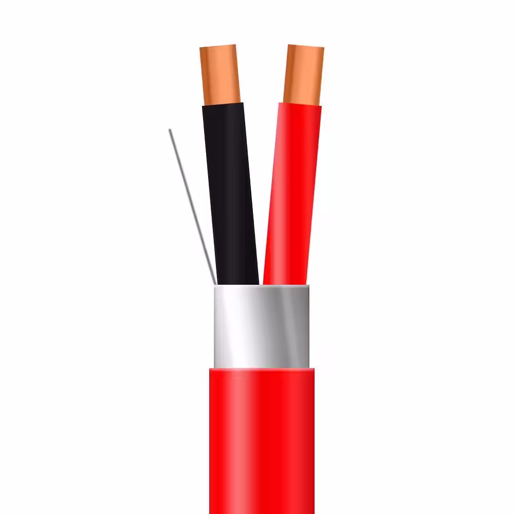 Syston Cable Technology 1,000 ft. 12/2 Red Solid Shielded UL FPLP Fire Alarm Cable