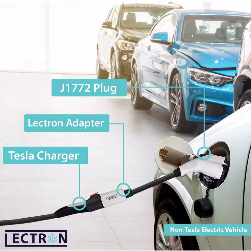 LECTRON Tesla to J1772 Adapter for Electric Vehicle Chargers, Max 40A & 250V - Compatible with Tesla Destination Charger (White)