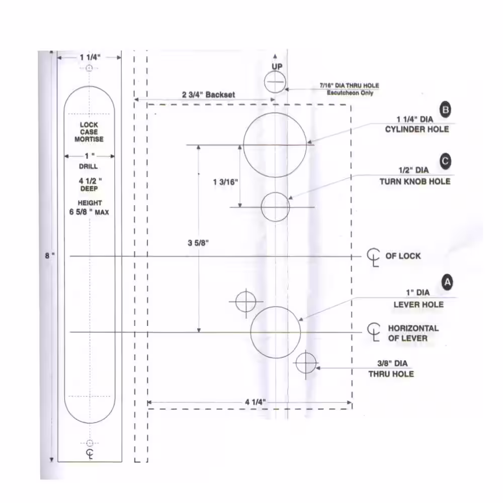 Taco ML800 Series Satin Nickel Grade 1 Entry Atrium Mortise Lock with Thumb Turn Lever