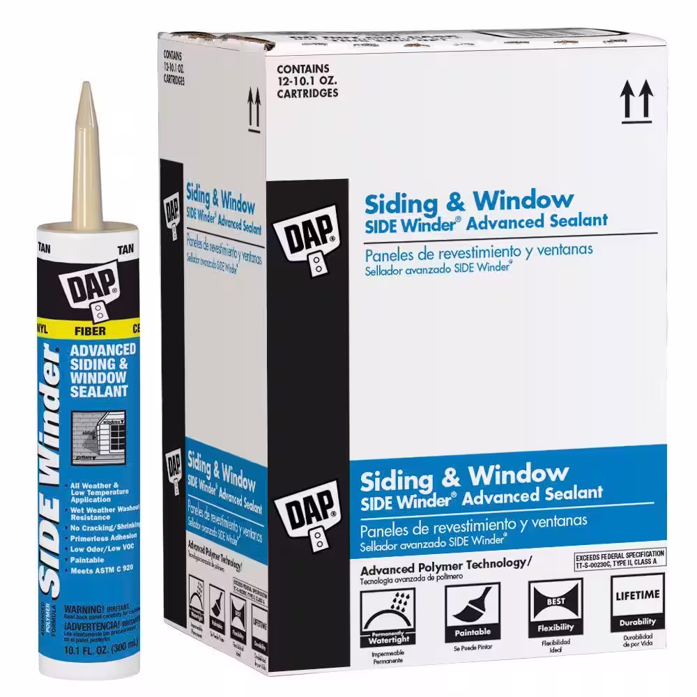 DAP Sidewinder 10.1 oz. Tan Exterior/Interior Polymer Window, Door, and Siding Sealant (12-Pack)