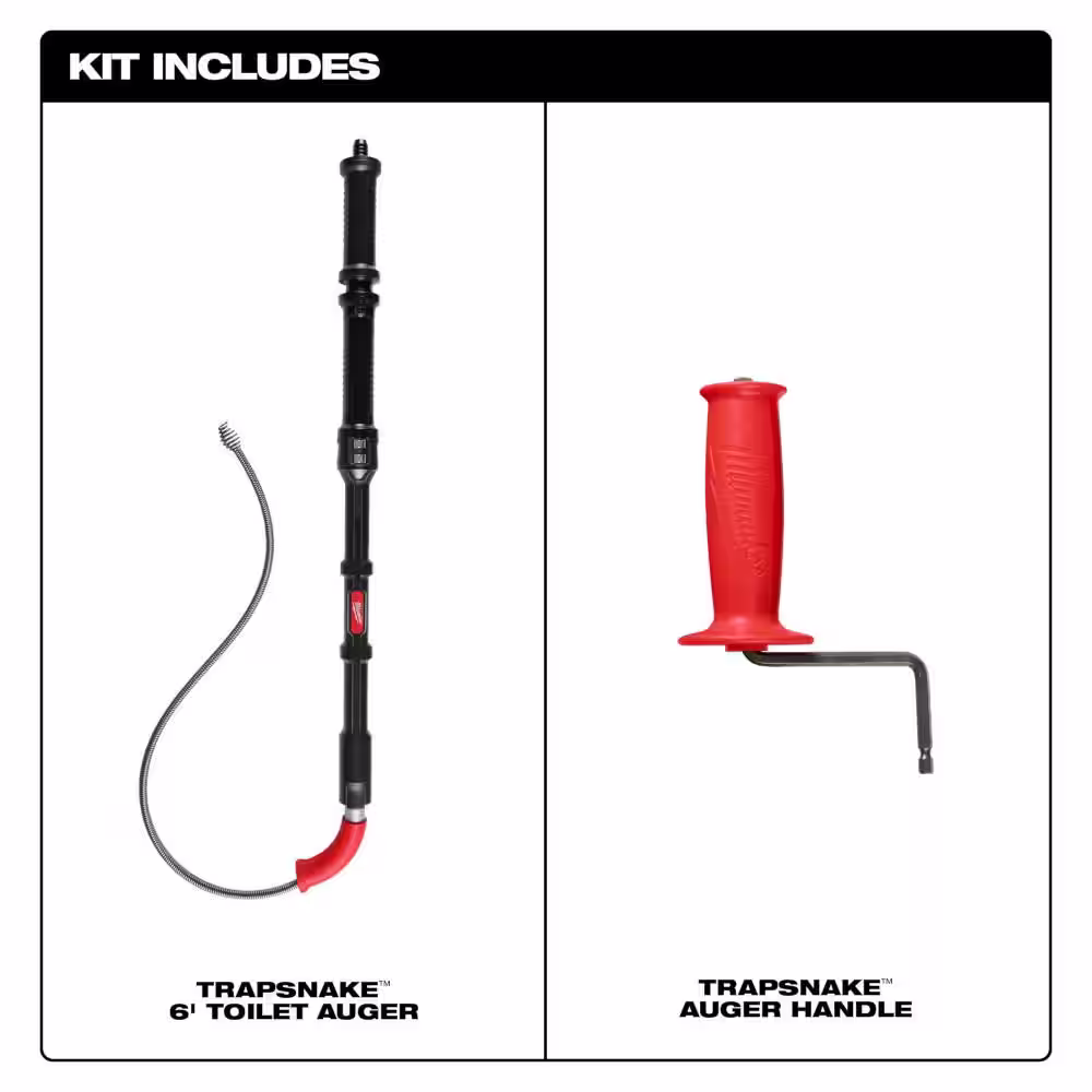 Milwaukee Trap Snake 6 ft. Toilet Auger Plumbing Drain Snake