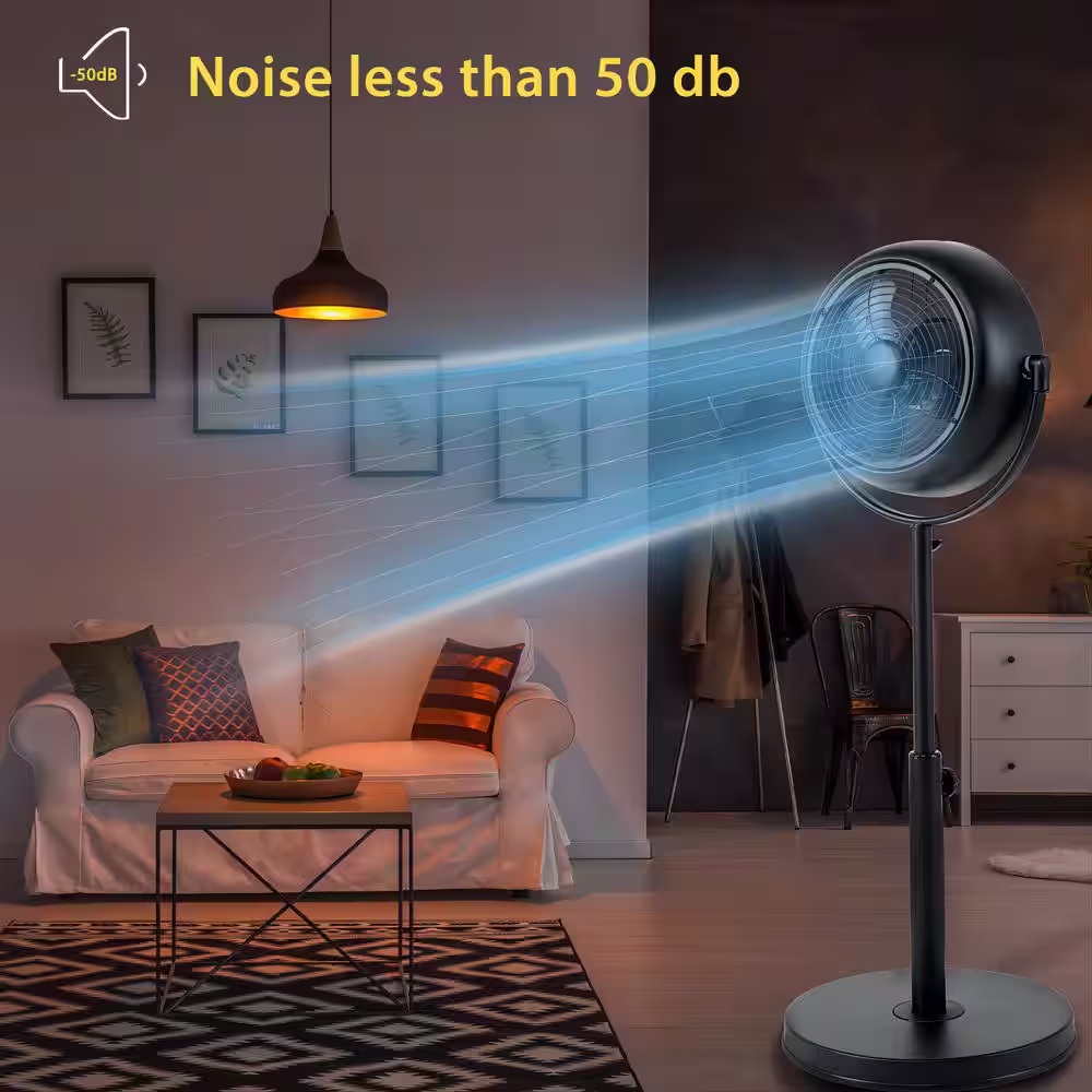 dubbin 11 in.Â 3Â fan SpeedsÂ Pedestal FanÂ in black with Adjustable Height, 360Â° Rotation