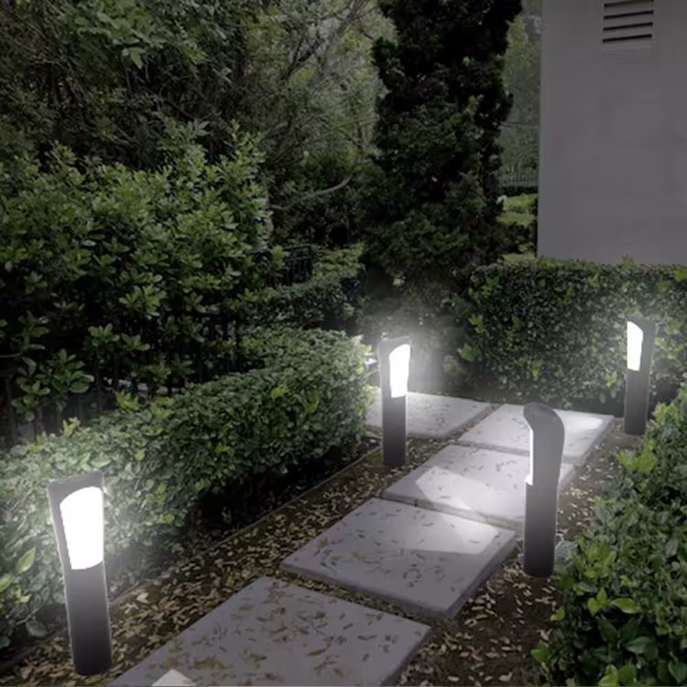 TECHKO Solar Black Integrated LED Garden and Path Light with Directional Amber or White Light