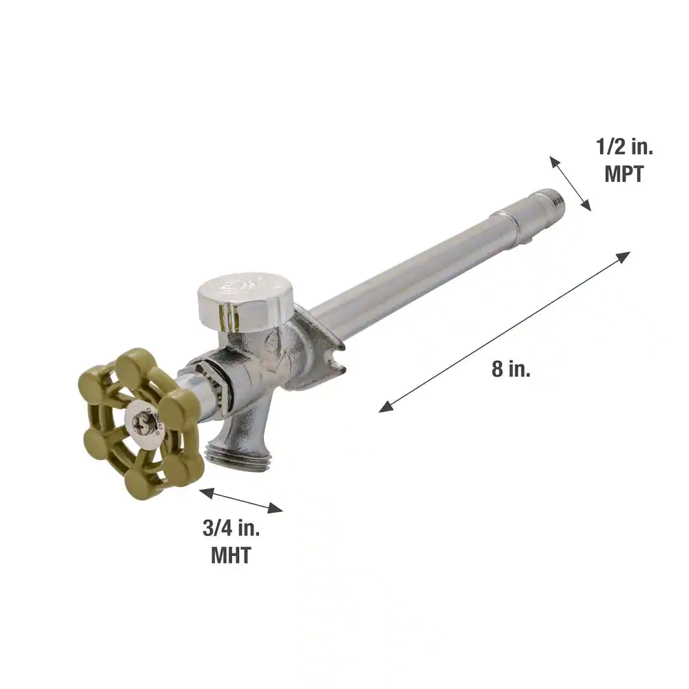Everbilt 1/2 in. x 3/4 in. Chrome-Plated Brass MPT/SWT x MHT Anti-Siphon Frost Free Sillcock