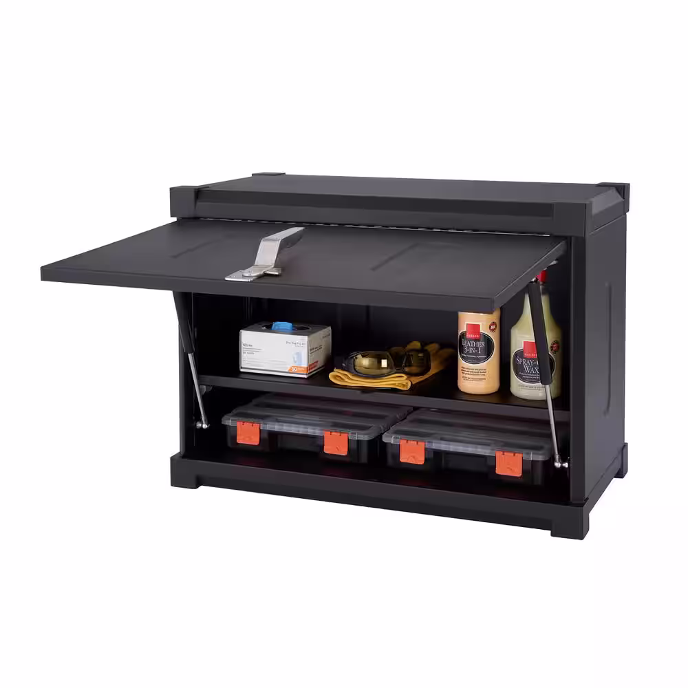 TRINITY PRO 28 in. W x 20 in. H x 14 in. D 18-Gauge Steel Wall Cabinet in Black (2-Piece)