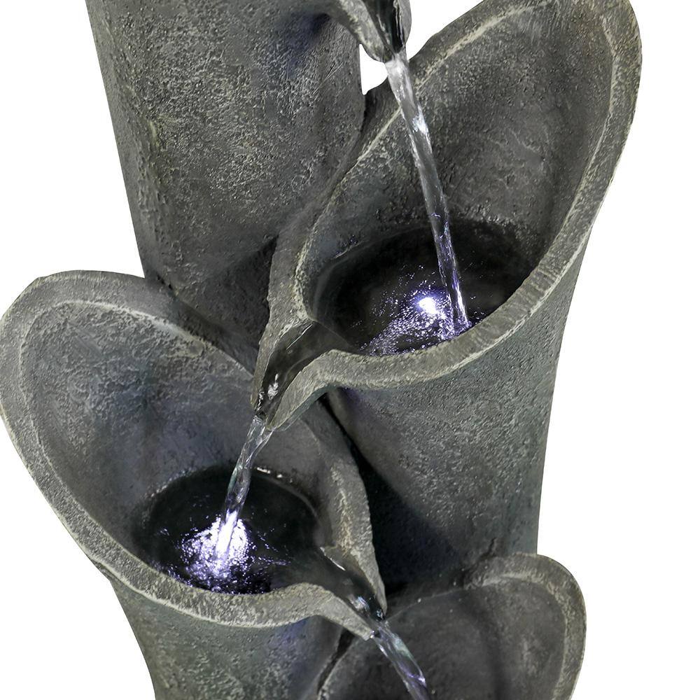 Watnature 33.5 in. H, 4-Tier Cascading Indoor Outdoor Water Fountain with LED Lights for Home Garden Decor