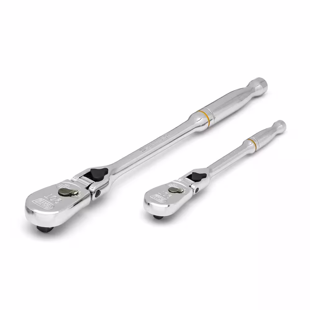 GEARWRENCH 1/4 in. and 3/8 in. Drive 90-Tooth Locking Flex-Head Teardrop Ratchet Set (2-Pieces)