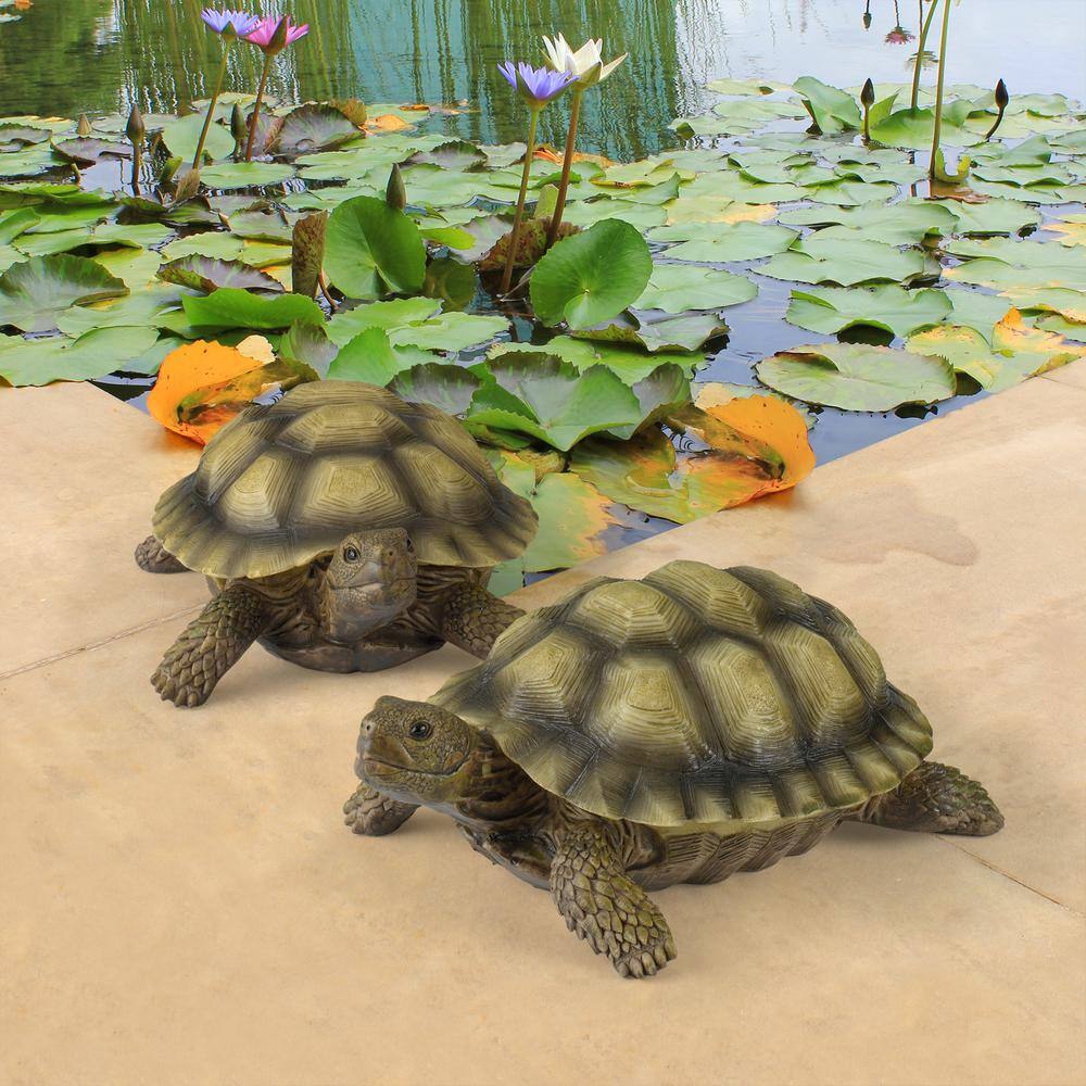 Design Toscano Gilbert the Box Turtle Statue (2-Piece Set)