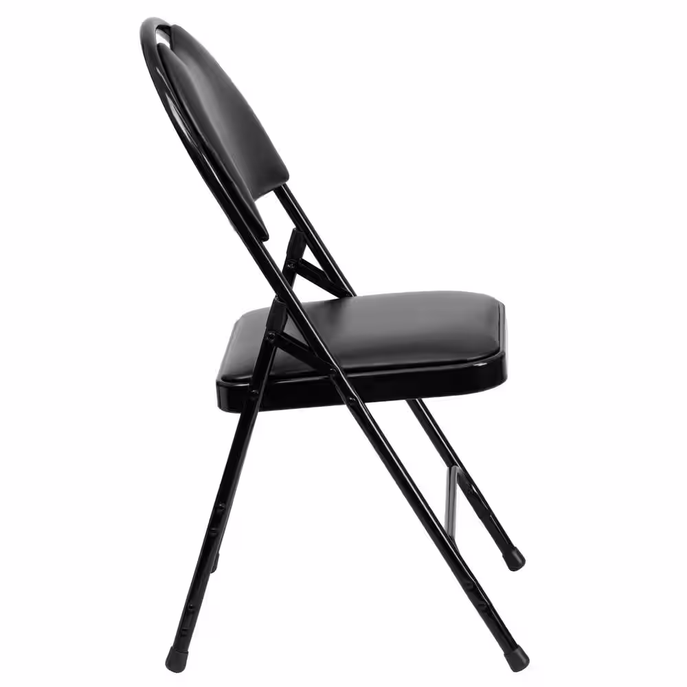 Flash Furniture Hercules Series Extra Large Ultra-Premium Triple Braced Black Vinyl Metal Folding Chair with Easy-Carry Handle