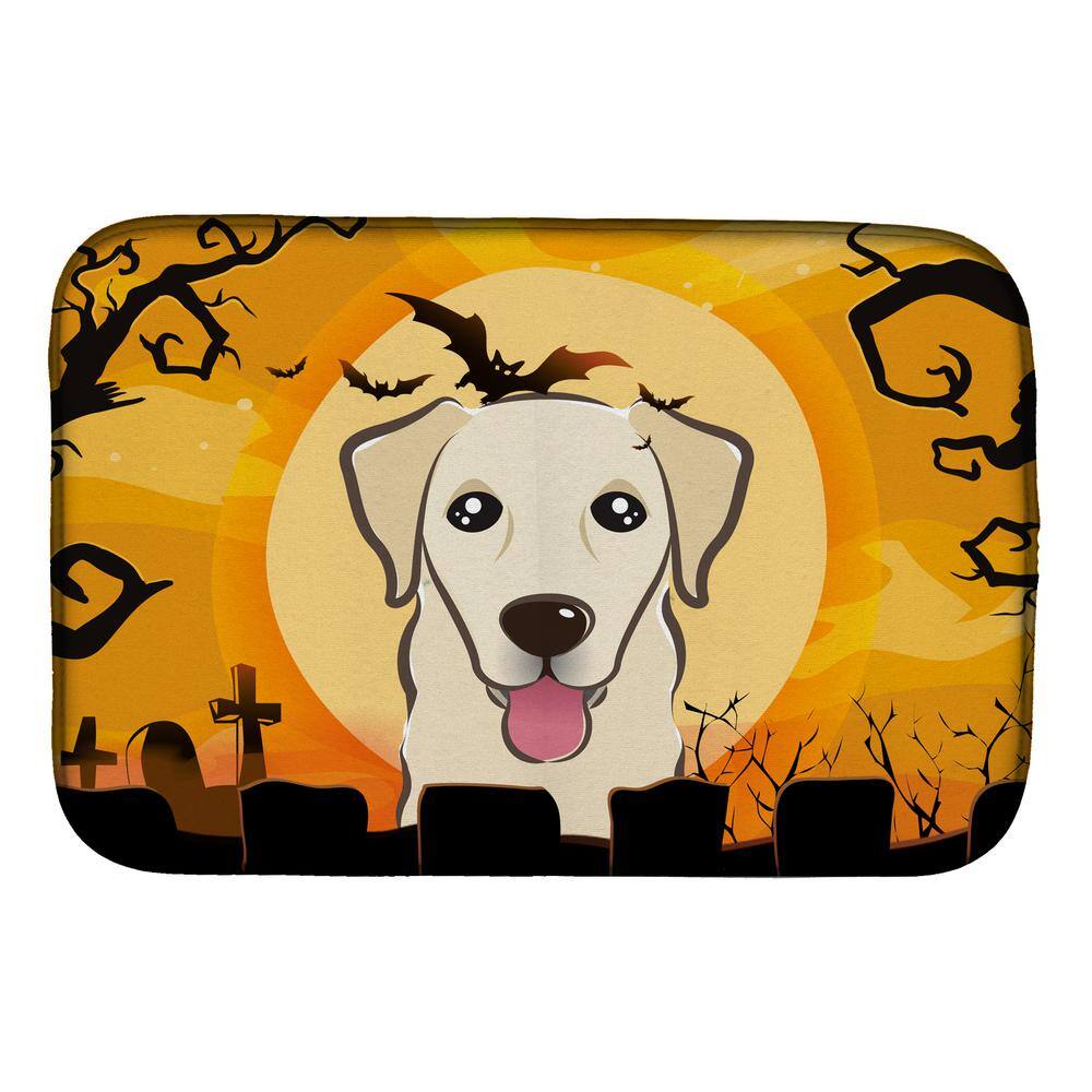 Caroline's Treasures 14 in. x 21 in. Multicolor Halloween Golden Retriever Dish Drying Mat