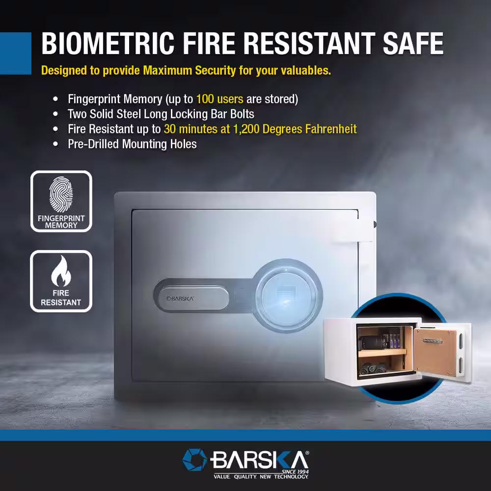 BARSKA Biometric Fire Resistant Security Safe