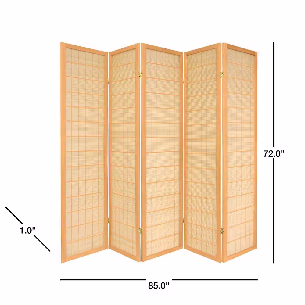Oriental Furniture 6 ft. Natural 5-Panel Room Divider