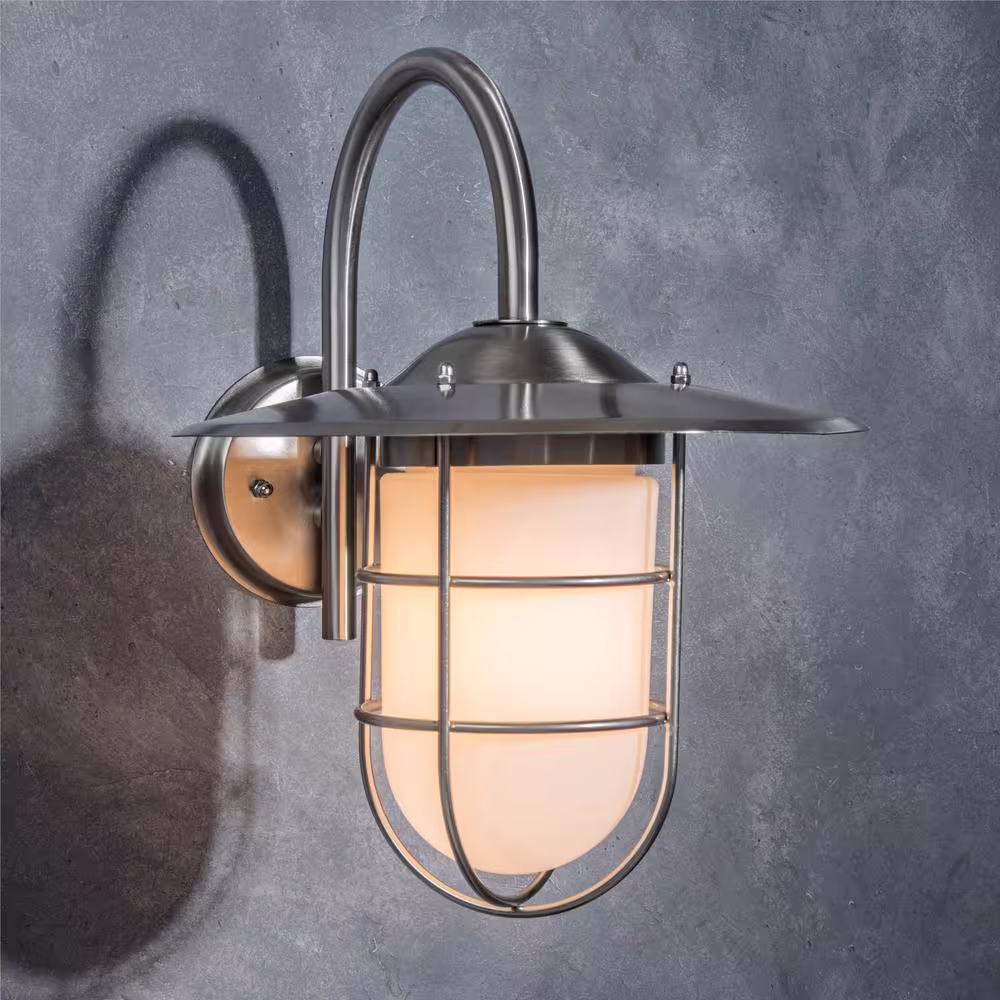 LUTEC Coastal Boston 1-Light 304 Stainless Steel Outdoor Wall Mount Lantern