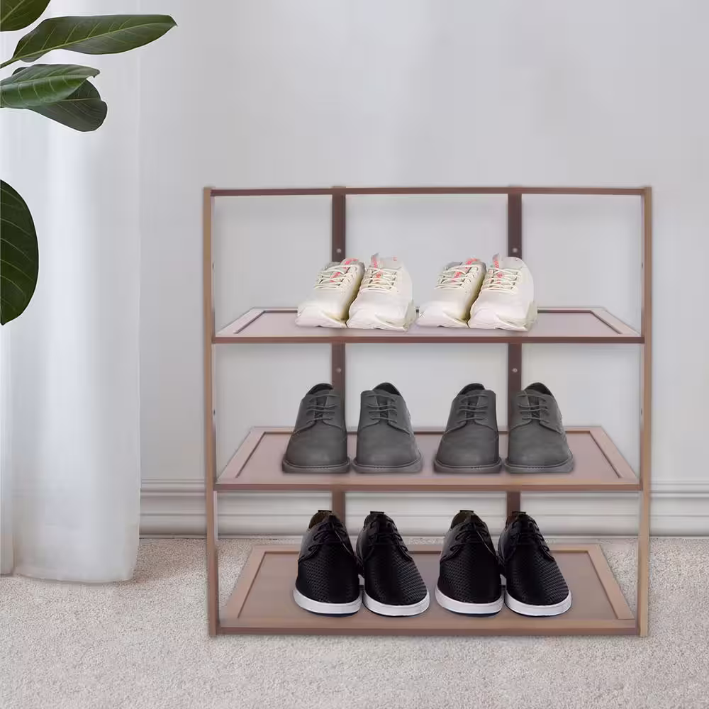 None 21.65 in. H 6-Pair 4-Tire Bamboo Shoe Rack