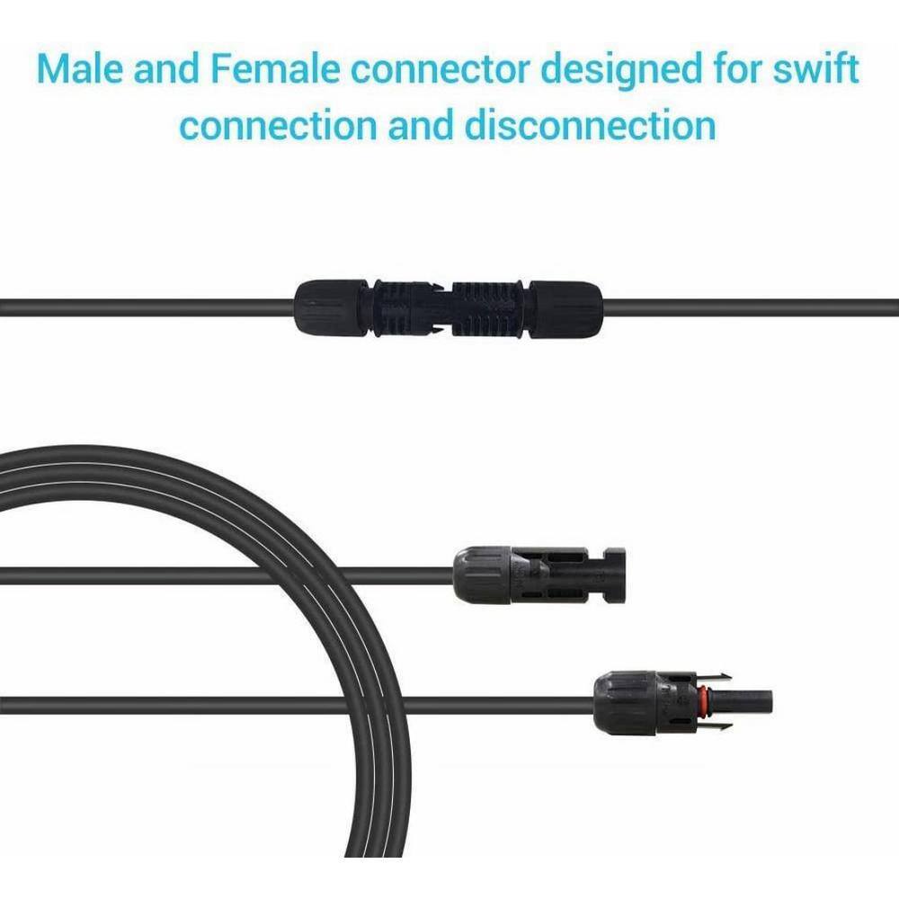 Renogy 10 ft. 12 AWG Solar Panel Extension Cable with Male and Female Connectors