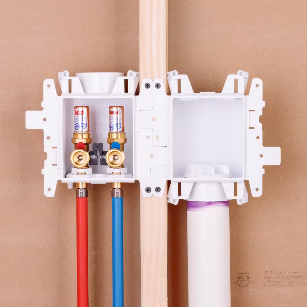 Oatey Moda 1/2 in. Brass PEX1807 Washing Machine Outlet Box with Water Hammer Arrestor