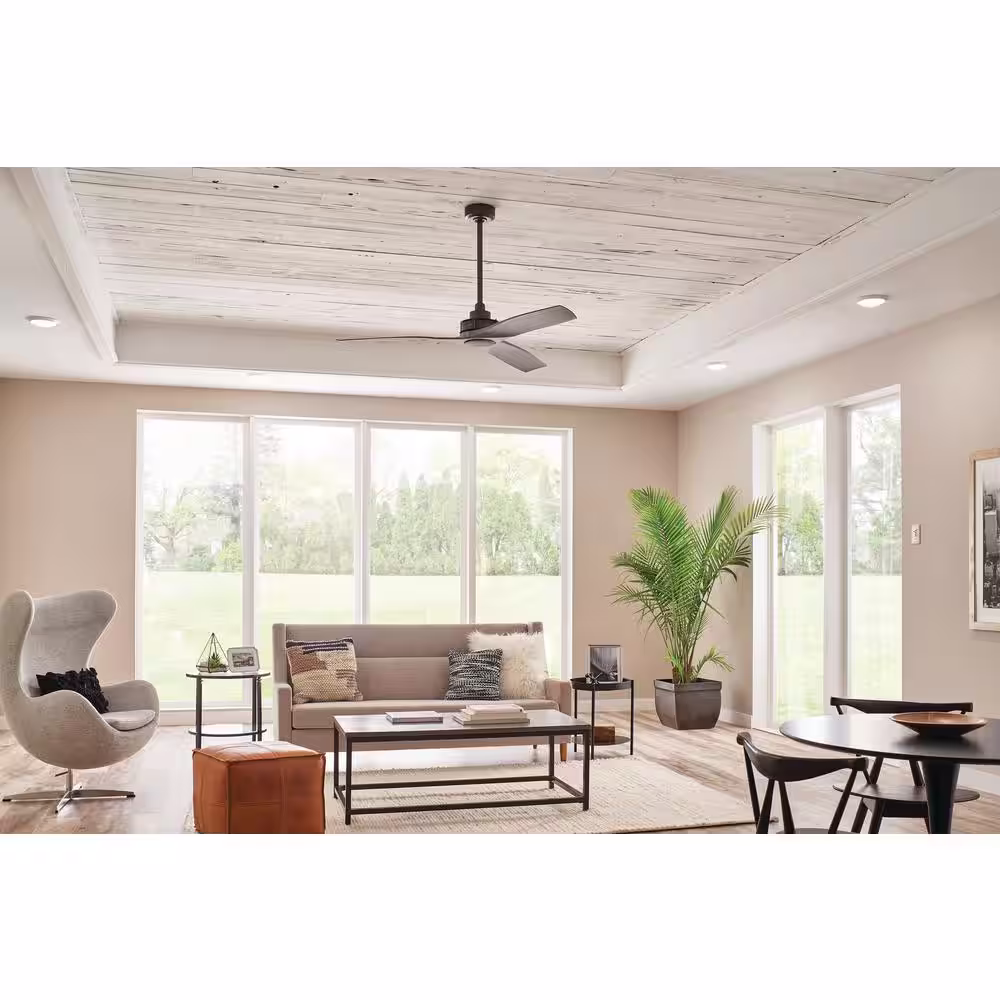 KICHLER Ried 56 in. Indoor/Outdoor Anvil Iron Downrod Mount Ceiling Fan with Wall Control