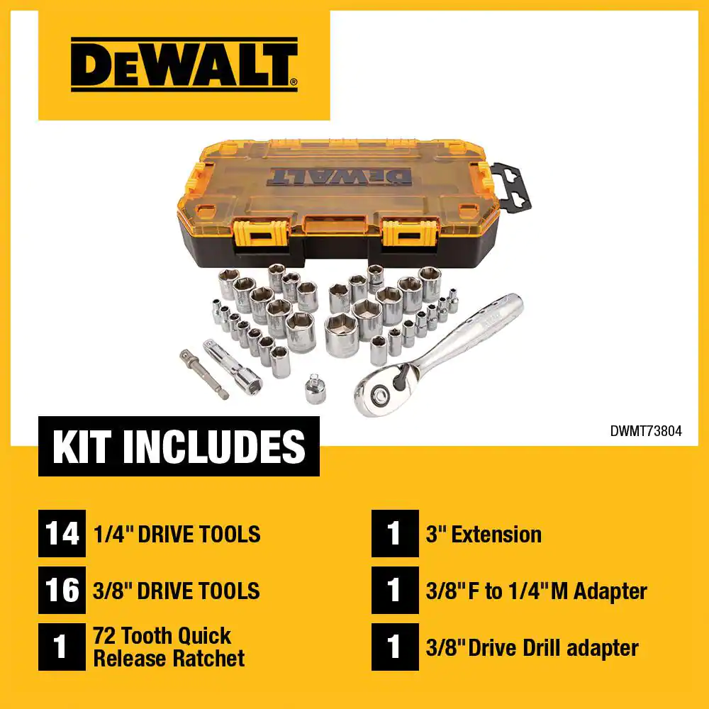 DEWALT 1/4 in. and 3/8 in. Drive Socket Set (34-Piece)
