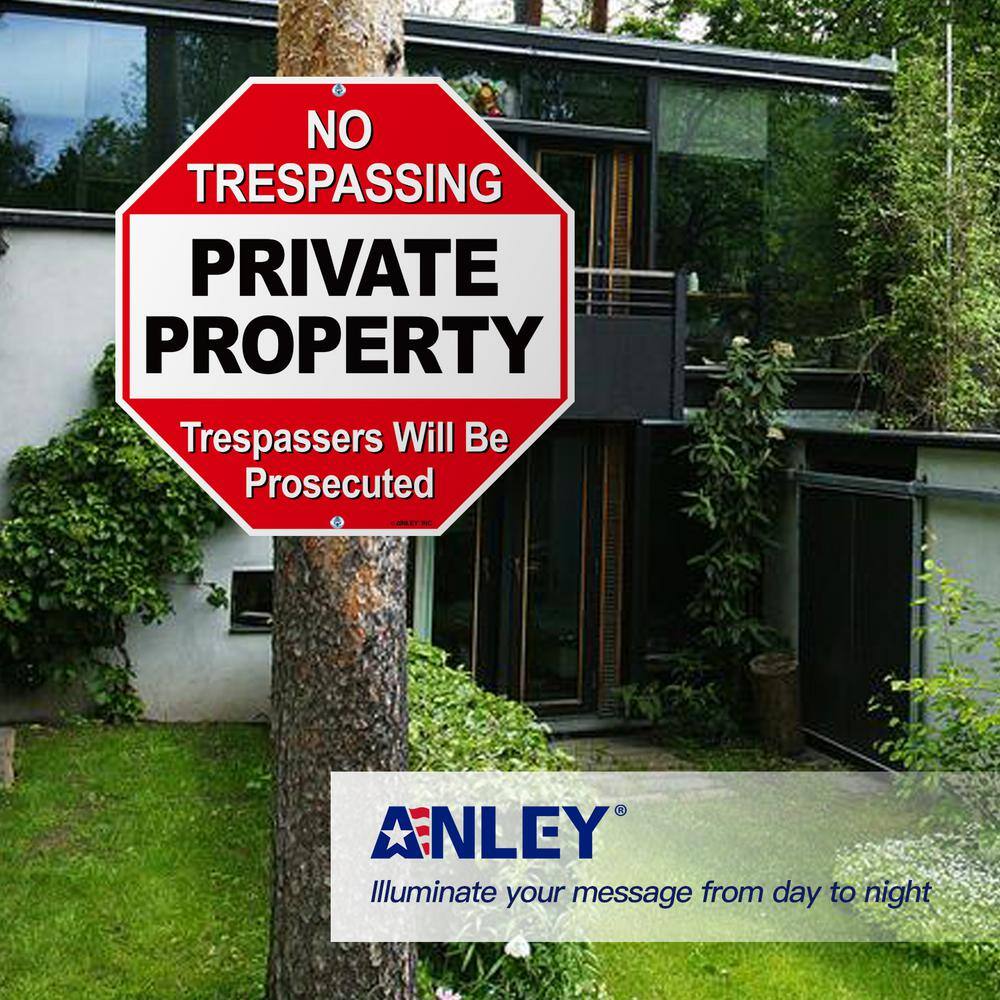 ANLEY 12 in. x 12 in. Private Property Aluminum Warning Sign - No Trespassing Security Alert (Pack of 2)