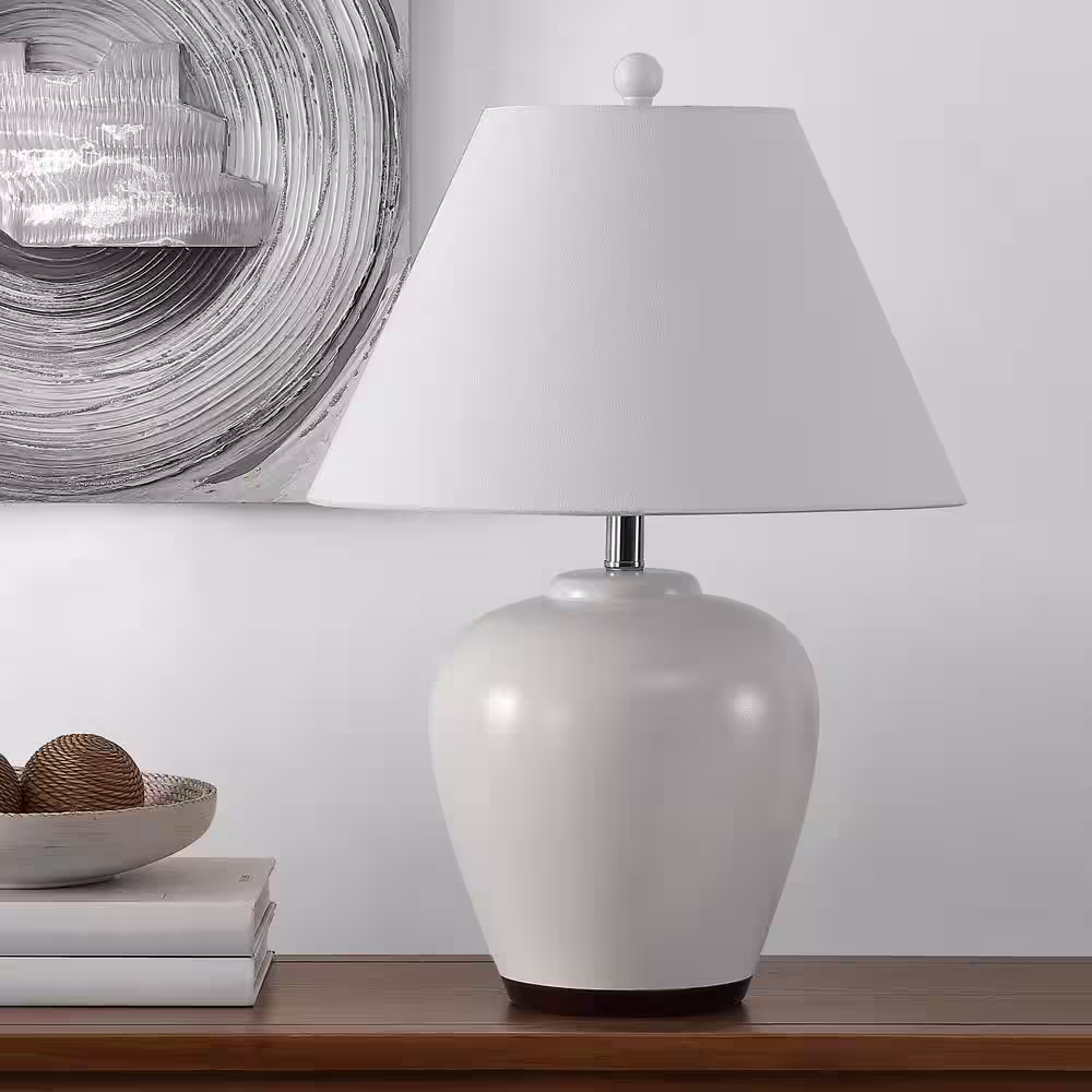 Safavieh Etren 24.5 in. Ivory Table Lamp with White Shade