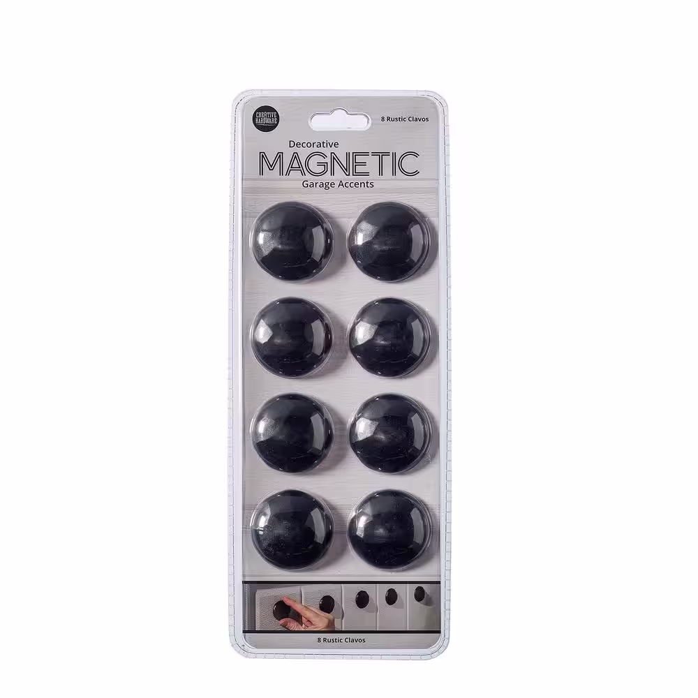 Cre8tive Hardware Clavos 1.75 in. Black Magnetic Garage Door Hardware (8-Piece)