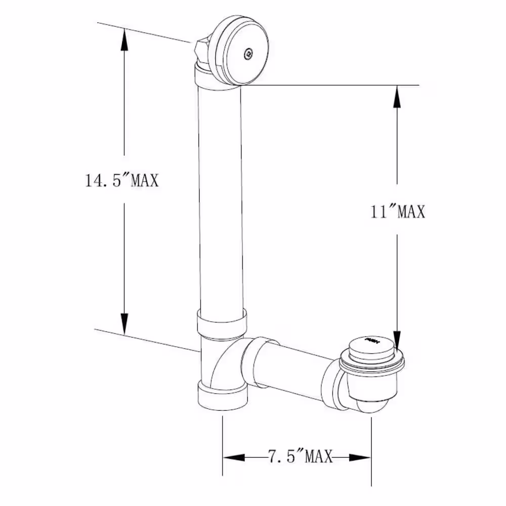 Everbilt Easy Touch 1-1/2 in. Schedule 40 White PVC Pipe Bath Waste and Overflow Drain in Chrome