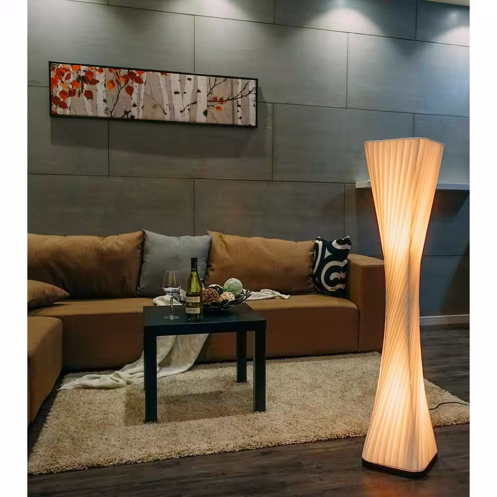 ARTIVA Ballerina 48 in. Off-White Modern Twist Floor Lamp