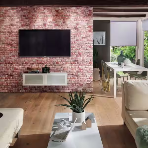 WALL!SUPPLY 0.79 in. x 19.69 in. x 47.24 in. UltraLight Faux Brick Red-White HD Printed Jointless Common Plank (4-Pack)