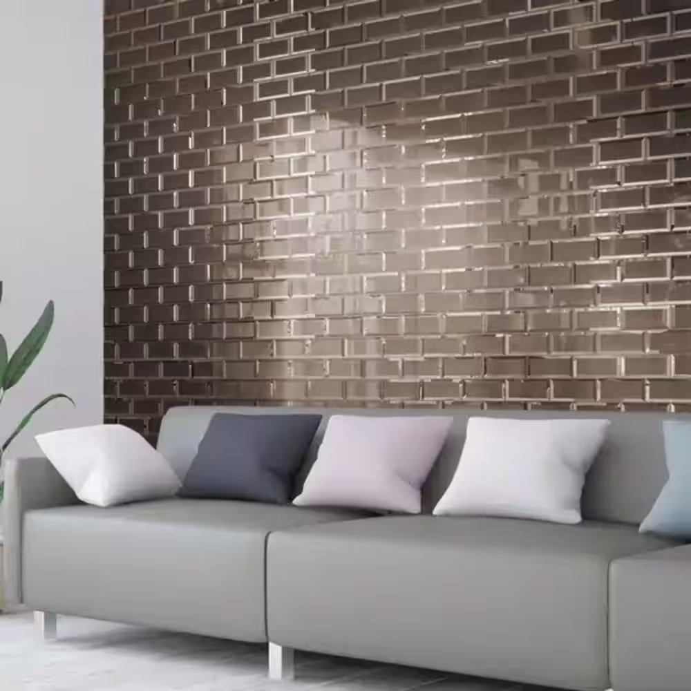 ABOLOS Secret Dimensions Reverse Beveled Subway Bronze 3 in. x 6 in. Glass Peel and Stick Tile (12 sq. ft./Case)