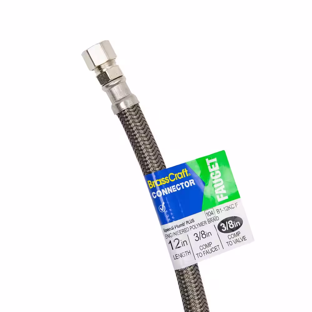BrassCraft 3/8 in. Compression x 3/8 in. Compression x 12 in. Braided Polymer Faucet Supply Line with Nut and Sleeve