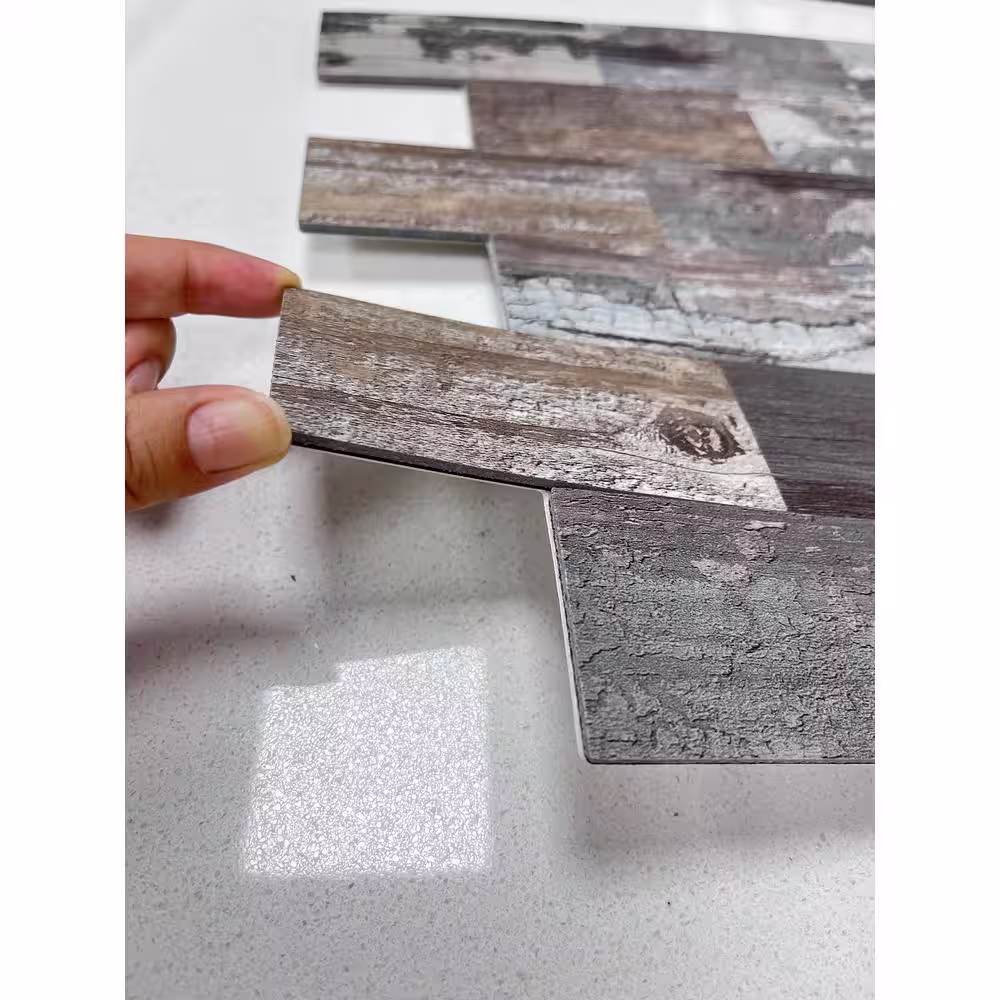 Art3d Wood Look Dark Grey Tones 13.5 in. x 11.4 in. PVC Peel and Stick Tile for Bathroom, Kitchen, Fireplace (10 sq. ft./box)
