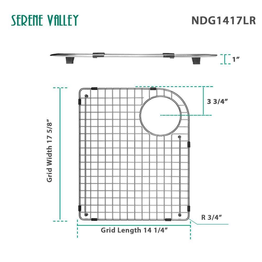 SERENE VALLEY 14.25 in. x 17.6 in. Rear Drain Heavy-Duty Stainless-Steel Sink Grid