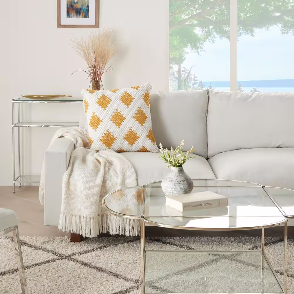 Mina Victory Lifestyles Mustard Yellow 20 in. x 20 in. Throw Pillow