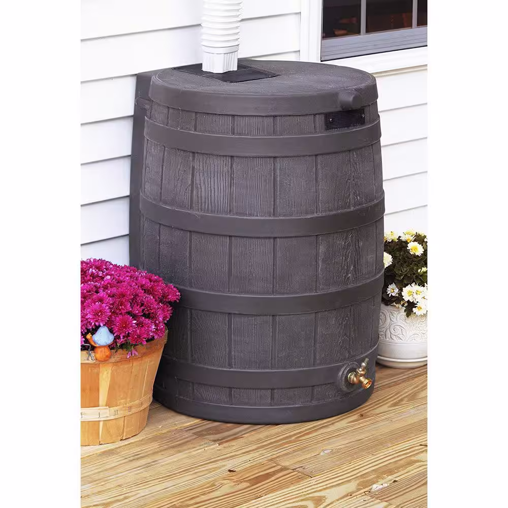 None Rain Wizard 50 Gal. Plastic Rain Barrel with Brass Spigot (5-Pack)